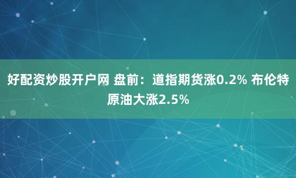 好配资炒股开户网 盘前：道指期货涨0.2% 布伦特原油大涨2.5%